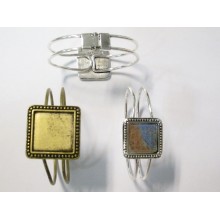 5 Metal Bracelet Holder for square cabochons 20x20mm/25x25mm