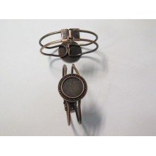 5 Copper Metal Bracelet Holder for 20mm round cabochons