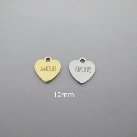 10 pcs Pendentifs coeur En Acier Inoxydable