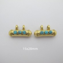 2 pcs Pendentif Amulette pierre inox doré