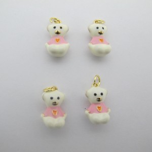 10 pcs Gold-plated teddy bear charm