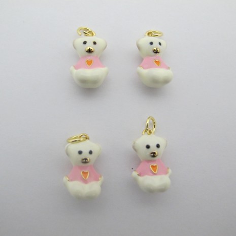 10 pcs Gold-plated teddy bear charm