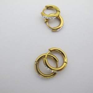10 pcs Stainless steel round rhinestone hoop earrings