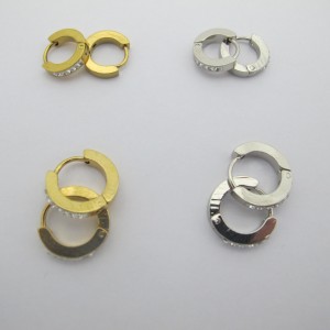 10 pcs Creoles flat stainless steel rhinestones