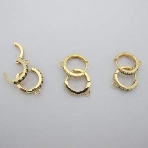 10 pcs 13mm rhinestone hoop earrings gold-plated