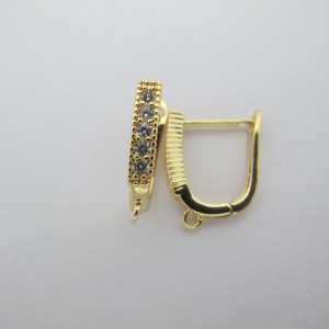2 pcs 18mm rhinestone hoop earrings gold-plated