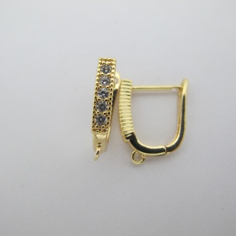 2 pcs Créoles strass 18mm doré or fin