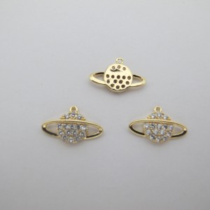 5 pcs Saturn pendant gold-plated 10x16mm