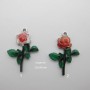 30 pcs pink zamac flower pendants