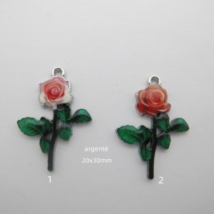 30 pcs pink zamac flower pendants