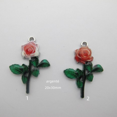 30 pcs pink zamac flower pendants
