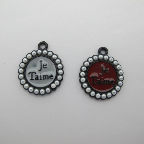 20 pcs “je taime” zamac pendants
