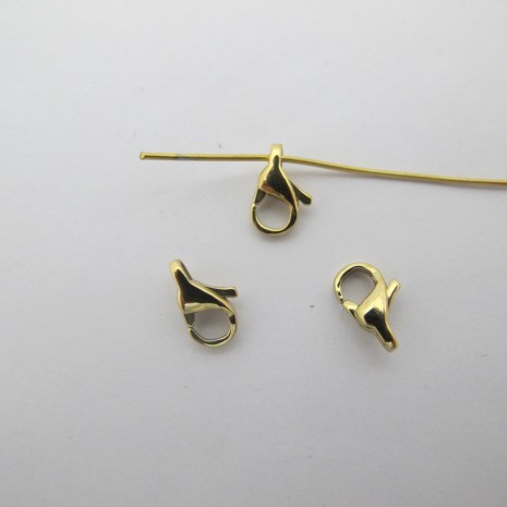 10 pcs Fermoirs mousquetons 9 mm en acier inox doré