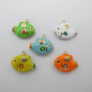 2 pcs Pendentif poisson papillon 14x17mm en inox doré