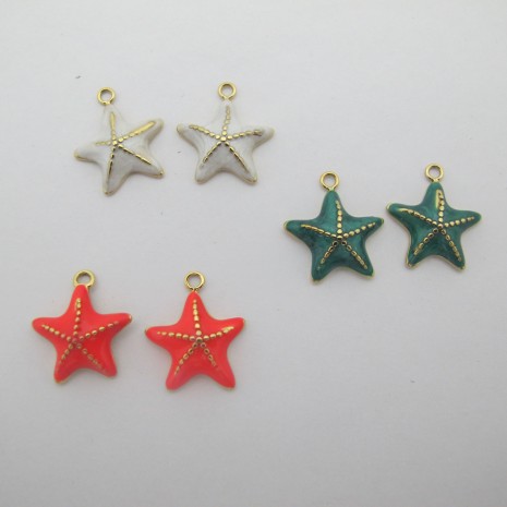 2 pcs Pendentif étoile de mer 9x17mm en inox doré