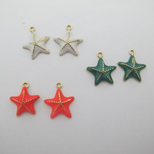 2 pcs Pendentif étoile de mer 9x17mm en inox doré