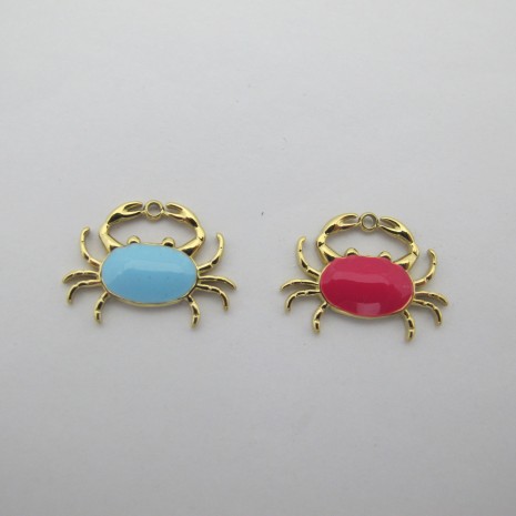 2 pcs Crab pendant 15x20mm stainless steel gold-plated