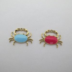 2 pcs Pendentif crabe 15x20mm en inox doré