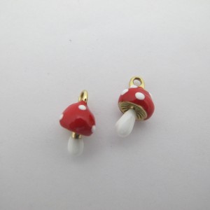 2 pcs Pendentif champignon 9x14mm en inox doré