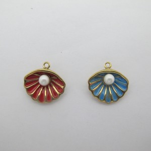 2 pcs Pendentif coquillage 16x16mm en inox doré