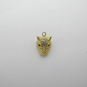 2 pcs Leopard pendant 8x13mm, stainless steel, gold-plated