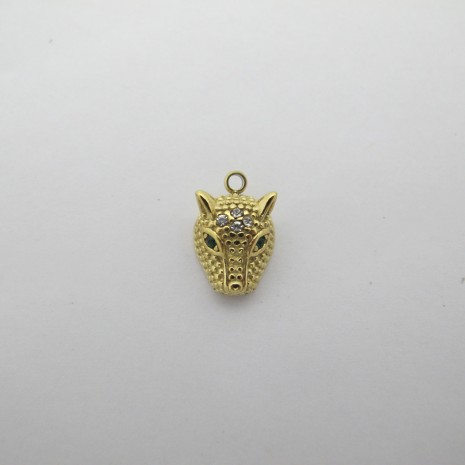 2 pcs Pendentif léopard 8x13mm en inox doré