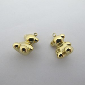 2 pcs Pendentif ourson 8x13mm en inox doré