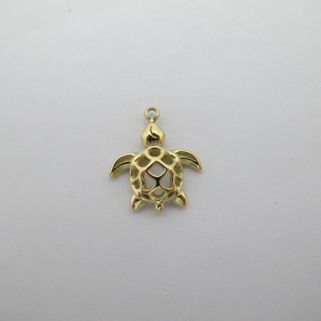 2 pcs Pendentif tortue 14x16mm en inox doré