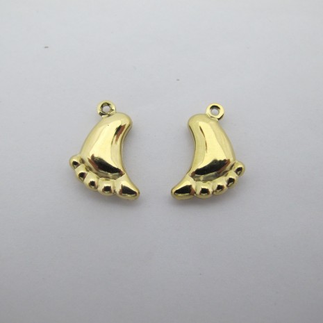 2 pcs Pendentif pied 12x15mm en inox doré