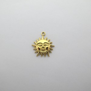 2 pcs Pendentif soleil 13 x15mm en inox doré