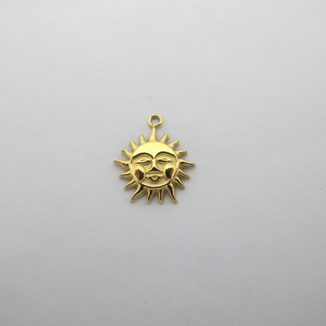 2 pcs Sun pendant 13 x15mm stainless steel, gold-plated
