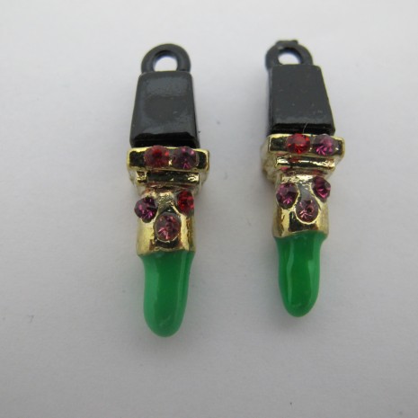20 Lipstick pendants 8x29mm in zamac