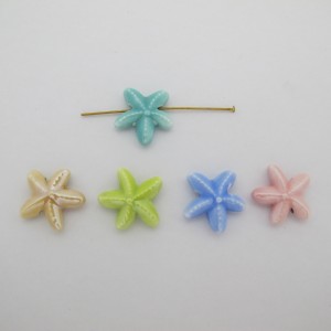 10 Ceramic starfish beads 19mm