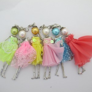 2 pcs Pendants doll 11cm silver plated