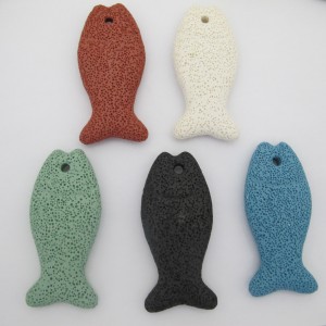 1 pcs lava stone pendant fish 72x33mm
