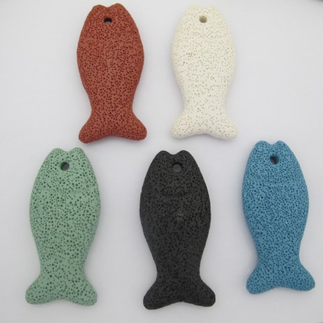 1 pcs lava stone pendant fish 72x33mm