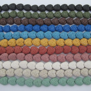 30 pcs lava stone heart 14 mm