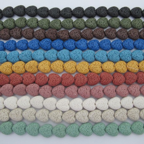 30 pcs lava stone heart 14 mm