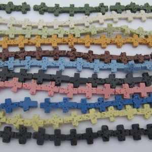 42 pcs lava stone cross 9x11mm