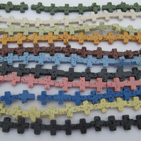 42 pcs lava stone cross 9x11mm