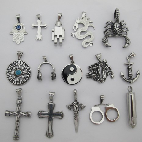 Pendentif argenté en acier inoxydable x1pcs