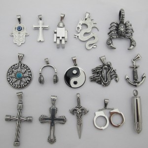 Pendentif argenté en acier inoxydable x1pcs
