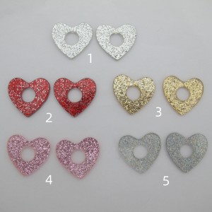 10 pcs coeur acétate pailletée 25x27mm
