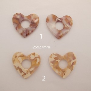 10 pcs coeur acétate 25x27mm