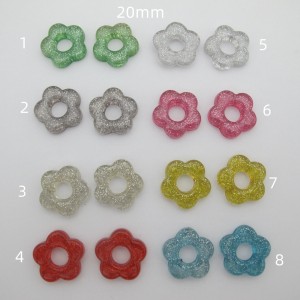20 pcs Fleurs pailletée acryliques 20mm