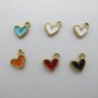 10 pcs Enameled heart pendant, stainless steel