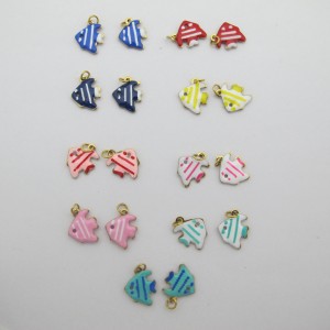20 pcs breloques poisson papillon émaillé en acier inoxydable