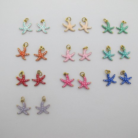 20 pcs breloques étoile de mer émaillé en acier inoxydable