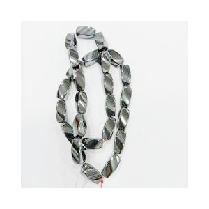 Hematite Olives Twisted10x17mm - 40cm strand
