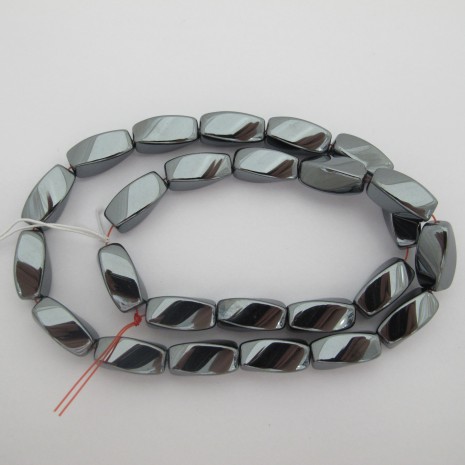 Hematite Olives Twisted10x17mm - 40cm strand